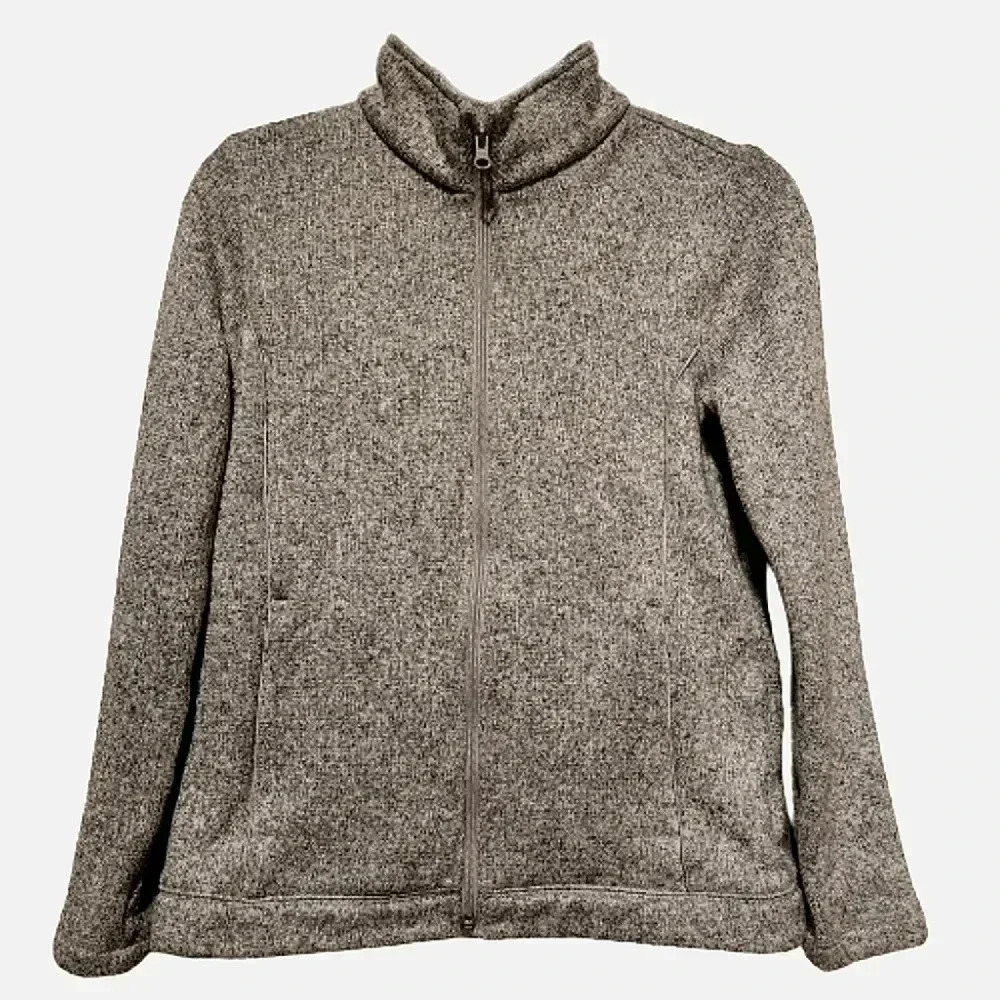 T by Talbots grey full zip sweater/jacket with high neck and pockets